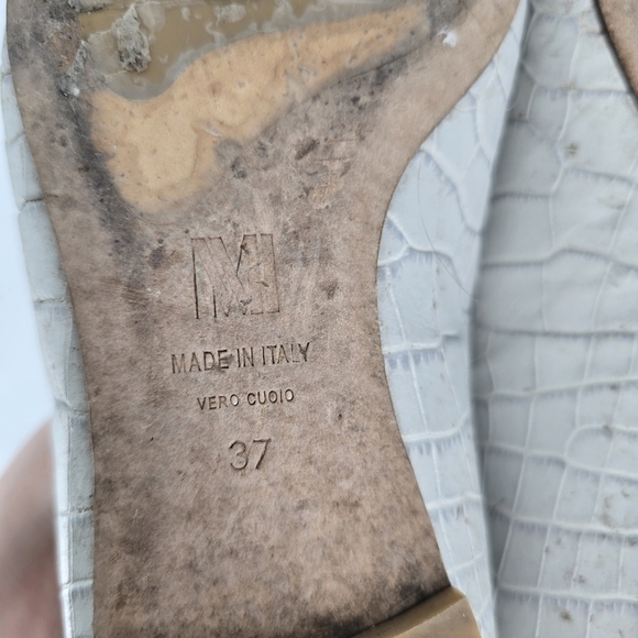 M.M.LAFLEUR The Rowan Flat embossed croc pointy toe grey size 37 - Picture 6 of 8